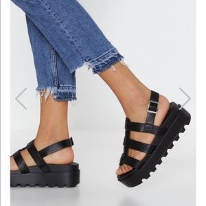 Chunky black sandals from Nasty Gal